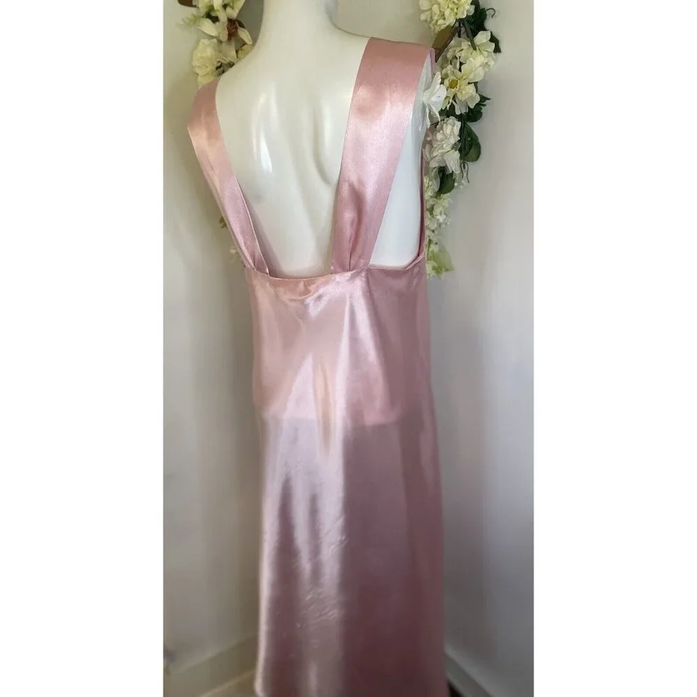 Vintage Val Mode Pink Lingerie Peignoir Sleep Gown Dress Ankle Length Size Large